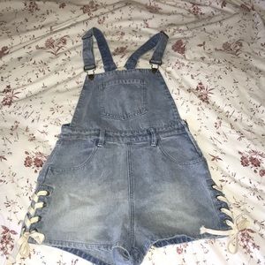 MINKPINK jean overalls with ties